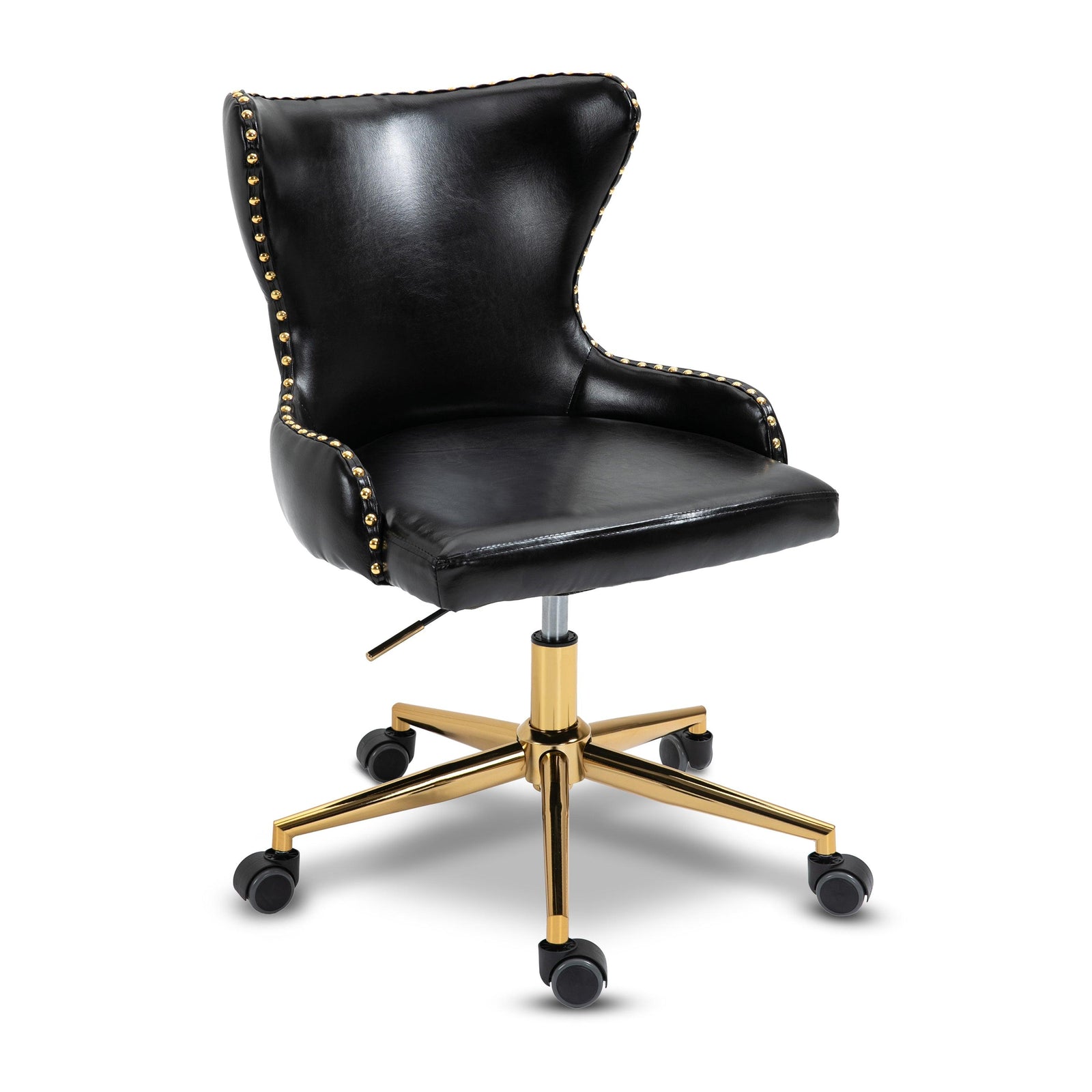 Hendrix Black Faux Leather Office Chair - Ella Furniture