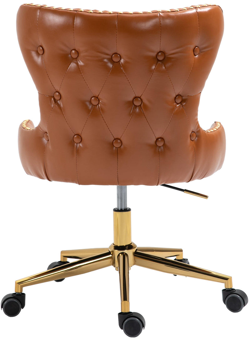 Hendrix Cognac Faux Leather Office Chair - Ella Furniture