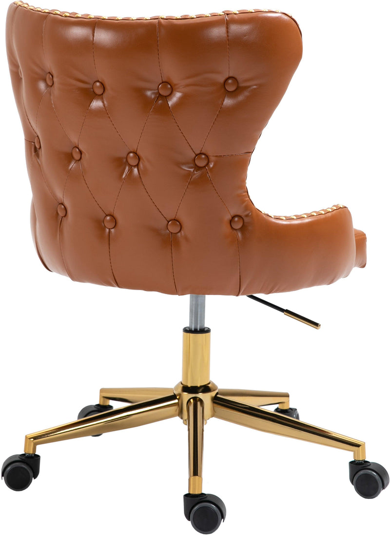 Hendrix Cognac Faux Leather Office Chair - Ella Furniture