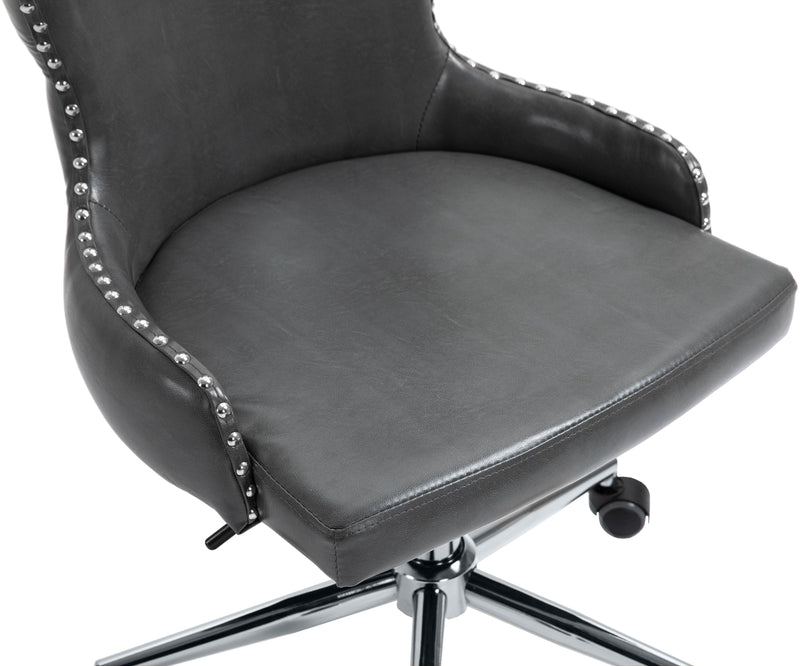 Hendrix Grey Faux Leather Office Chair 168Grey - Ella Furniture