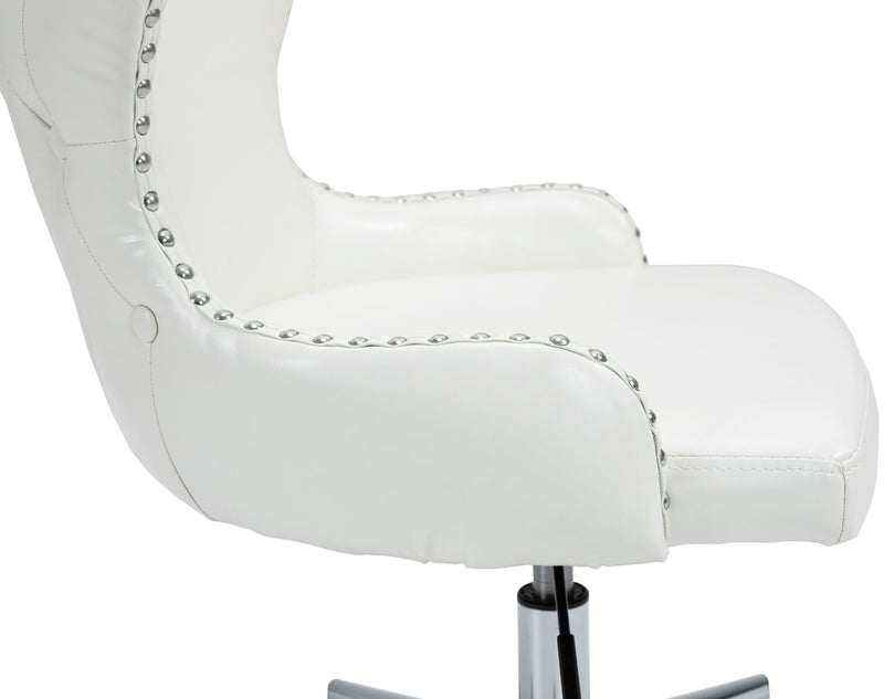 Hendrix White Faux Leather Office Chair 168White - Ella Furniture