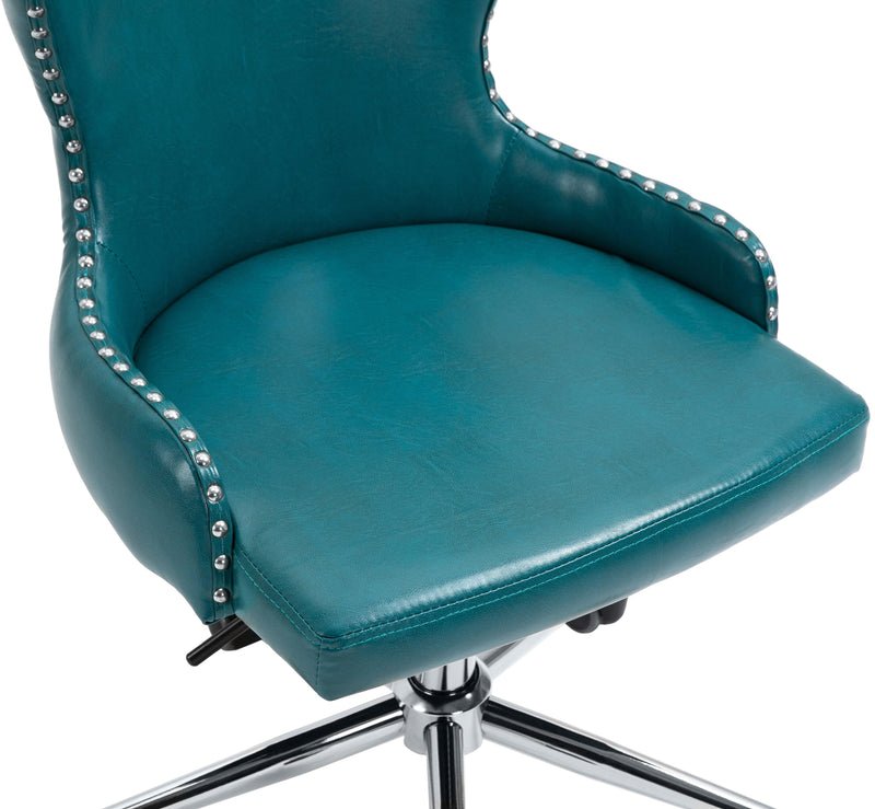 Hendrix Blue Faux Leather Office Chair 168Blue - Ella Furniture