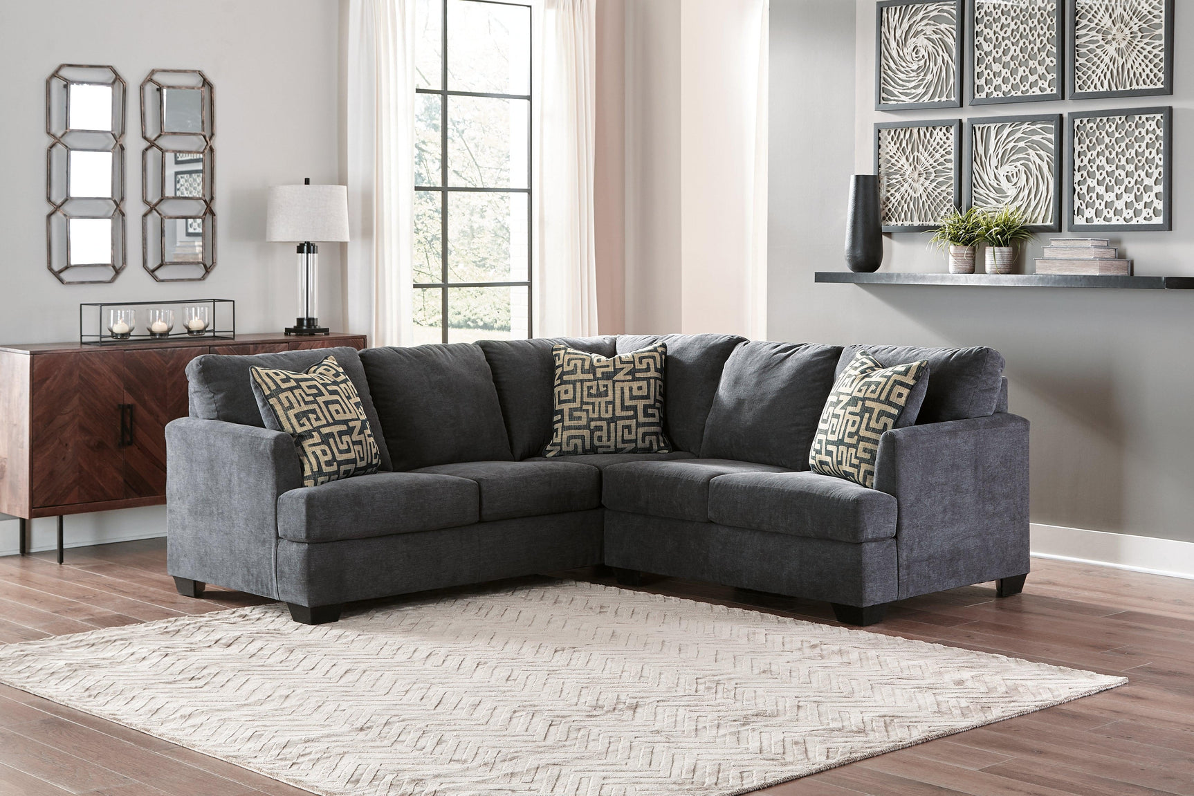 Ambrielle Gunmetal 2-Piece Sectional 11902S2 - Ella Furniture