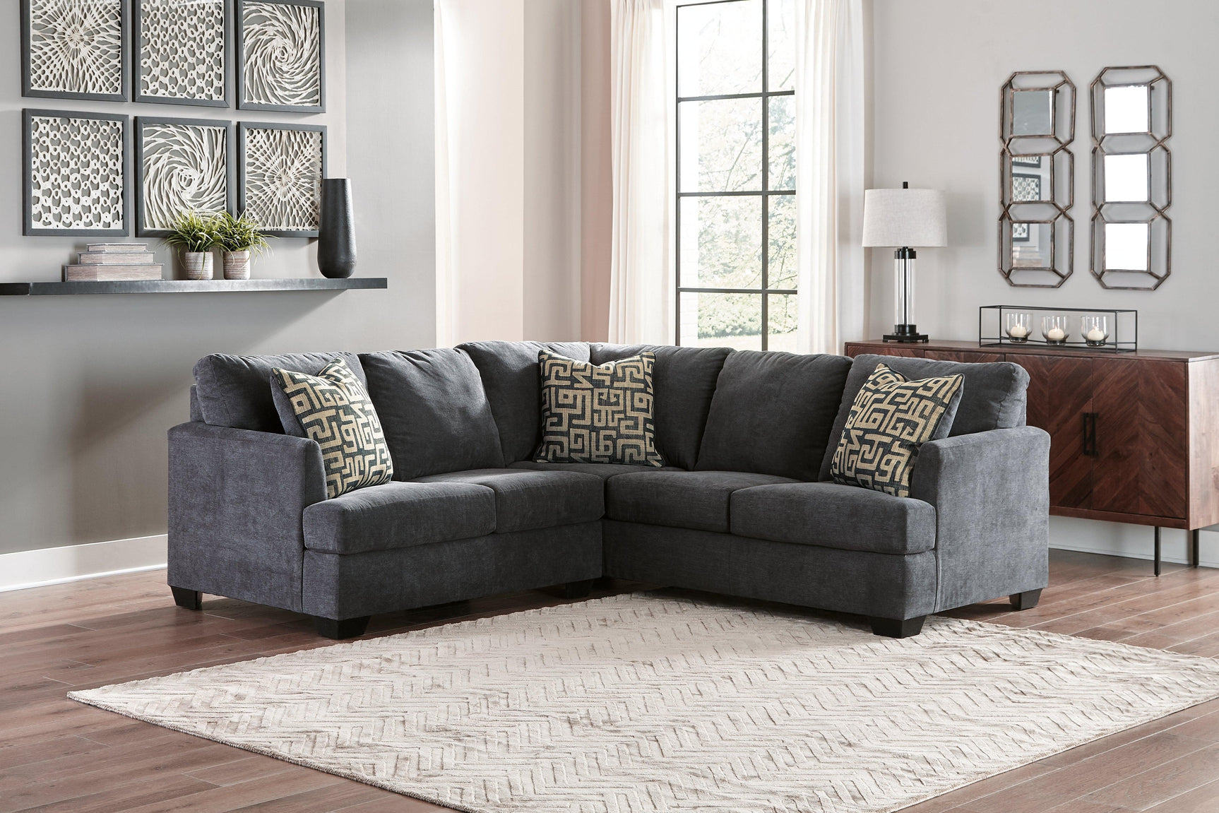 Ambrielle Gunmetal 2-Piece Sectional 11902S2 - Ella Furniture