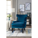 Lapis Blue Solid Wood And Plywood Velvet Fabric Polyester Upholstery Accent Chair - Ella Furniture