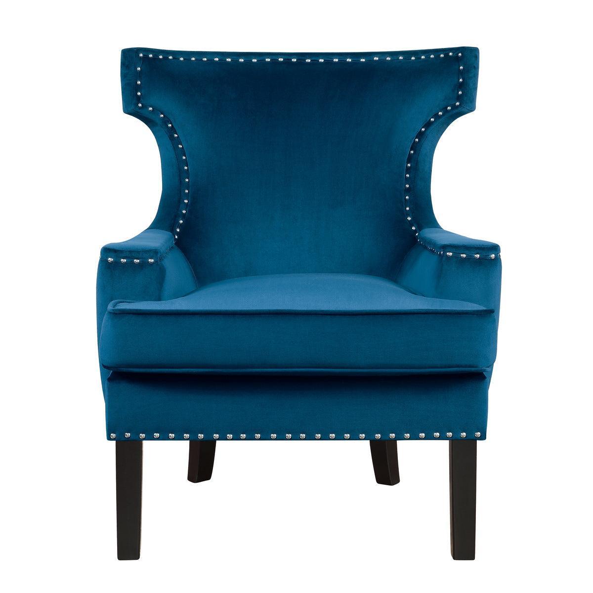 Lapis Blue Solid Wood And Plywood Velvet Fabric Polyester Upholstery Accent Chair - Ella Furniture
