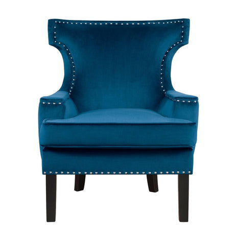 Lapis Blue Solid Wood And Plywood Velvet Fabric Polyester Upholstery Accent Chair - Ella Furniture