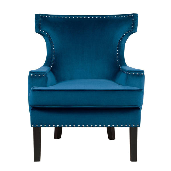 Lapis Blue Solid Wood And Plywood Velvet Fabric Polyester Upholstery Accent Chair - Ella Furniture