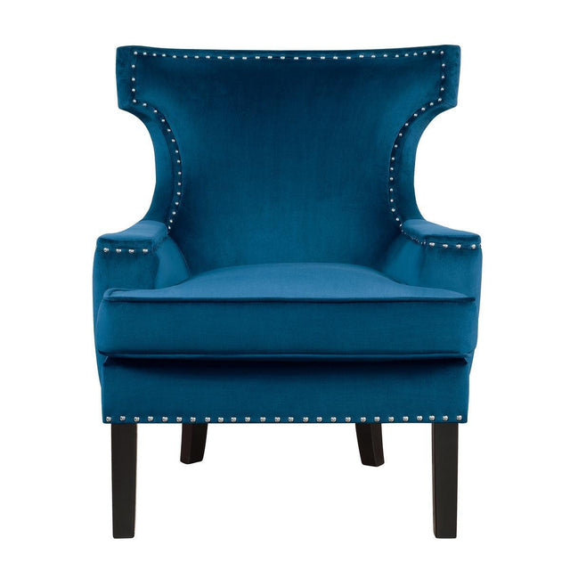 Lapis Blue Solid Wood And Plywood Velvet Fabric Polyester Upholstery Accent Chair - Ella Furniture