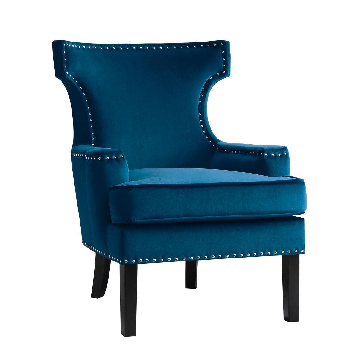 Lapis Blue Solid Wood And Plywood Velvet Fabric Polyester Upholstery Accent Chair - Ella Furniture