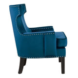 Lapis Blue Solid Wood And Plywood Velvet Fabric Polyester Upholstery Accent Chair - Ella Furniture