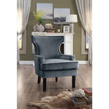 Lapis Gray Solid Wood And Plywood Velvet Fabric Polyester Upholstery Accent Chair - Ella Furniture