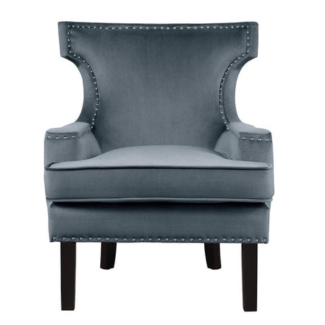 Lapis Gray Solid Wood And Plywood Velvet Fabric Polyester Upholstery Accent Chair - Ella Furniture