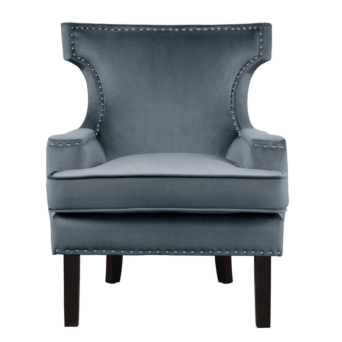 Lapis Gray Solid Wood And Plywood Velvet Fabric Polyester Upholstery Accent Chair - Ella Furniture