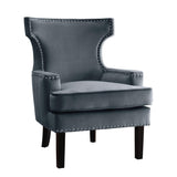 Lapis Gray Solid Wood And Plywood Velvet Fabric Polyester Upholstery Accent Chair - Ella Furniture