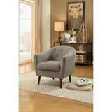 Lucille Beige Solid Wood And Plywood Textured Fabric Polyester Upholstered Tufted Accent Chair - Ella Furniture