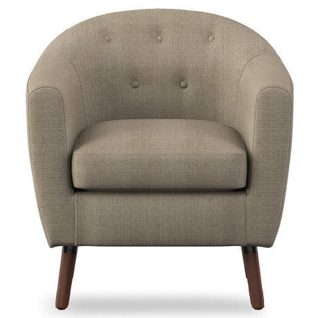 Lucille Beige Solid Wood And Plywood Textured Fabric Polyester Upholstered Tufted Accent Chair - Ella Furniture