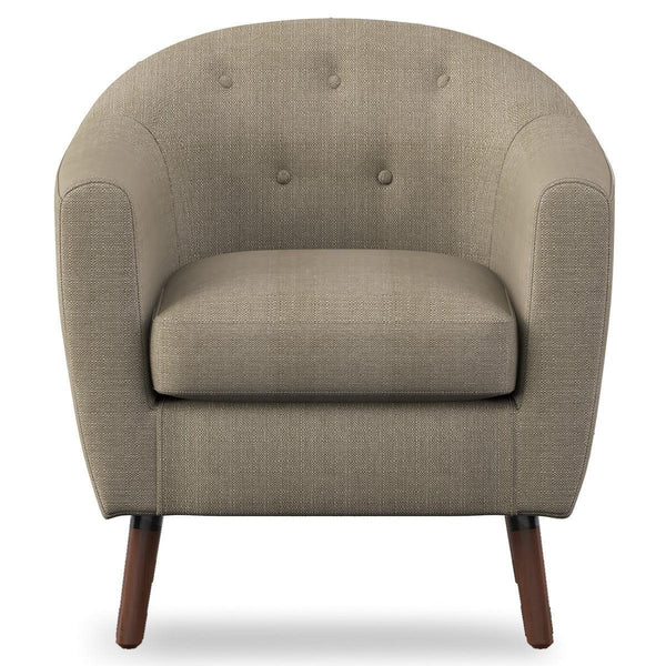 Lucille Beige Solid Wood And Plywood Textured Fabric Polyester Upholstered Tufted Accent Chair - Ella Furniture
