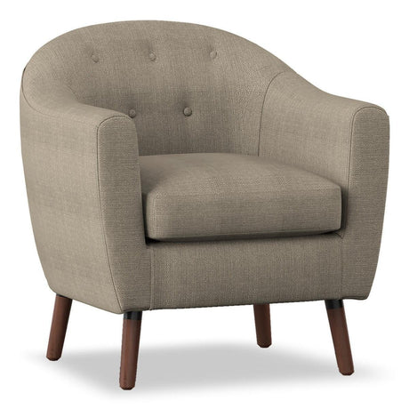Lucille Beige Solid Wood And Plywood Textured Fabric Polyester Upholstered Tufted Accent Chair - Ella Furniture
