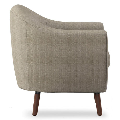 Lucille Beige Solid Wood And Plywood Textured Fabric Polyester Upholstered Tufted Accent Chair - Ella Furniture