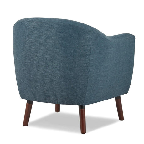Lucille Blue Solid Wood And Plywood Textured Fabric Polyester Upholstered Tufted Accent Chair - Ella Furniture