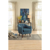 Lucille Blue Solid Wood And Plywood Textured Fabric Polyester Upholstered Tufted Accent Chair - Ella Furniture