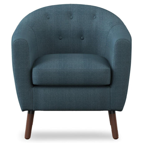 Lucille Blue Solid Wood And Plywood Textured Fabric Polyester Upholstered Tufted Accent Chair - Ella Furniture