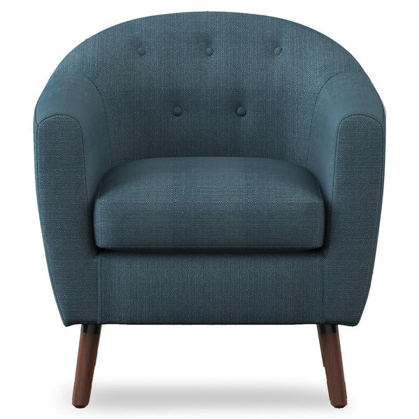 Lucille Blue Solid Wood And Plywood Textured Fabric Polyester Upholstered Tufted Accent Chair - Ella Furniture