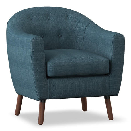 Lucille Blue Solid Wood And Plywood Textured Fabric Polyester Upholstered Tufted Accent Chair - Ella Furniture