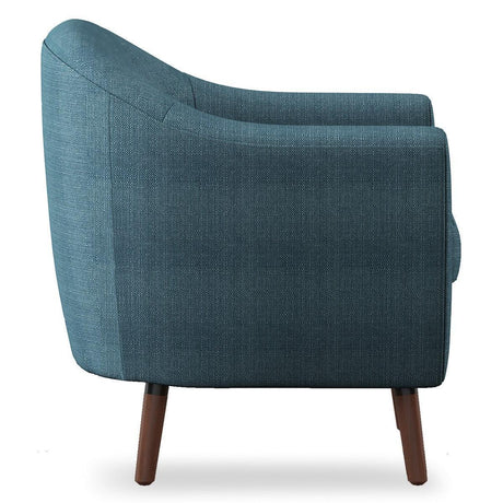 Lucille Blue Solid Wood And Plywood Textured Fabric Polyester Upholstered Tufted Accent Chair - Ella Furniture
