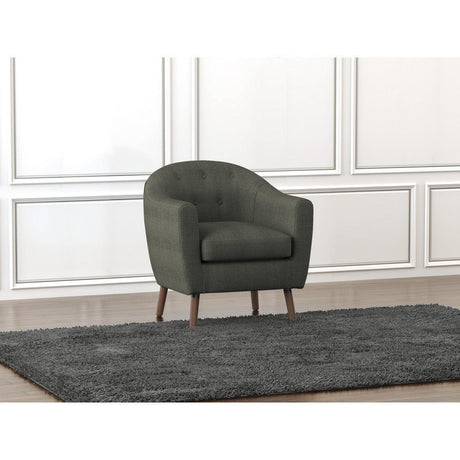 Lucille Gray Solid Wood And Plywood Textured Fabric Polyester Upholstered Tufted Accent Chair - Ella Furniture