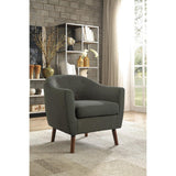 Lucille Gray Solid Wood And Plywood Textured Fabric Polyester Upholstered Tufted Accent Chair - Ella Furniture