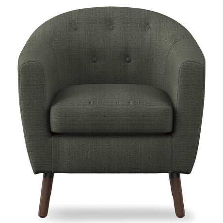 Lucille Gray Solid Wood And Plywood Textured Fabric Polyester Upholstered Tufted Accent Chair - Ella Furniture