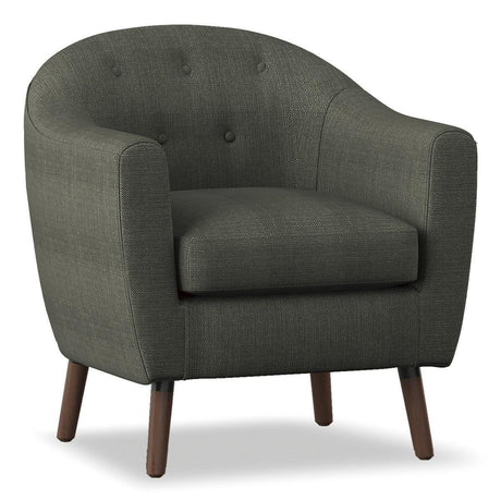 Lucille Gray Solid Wood And Plywood Textured Fabric Polyester Upholstered Tufted Accent Chair - Ella Furniture