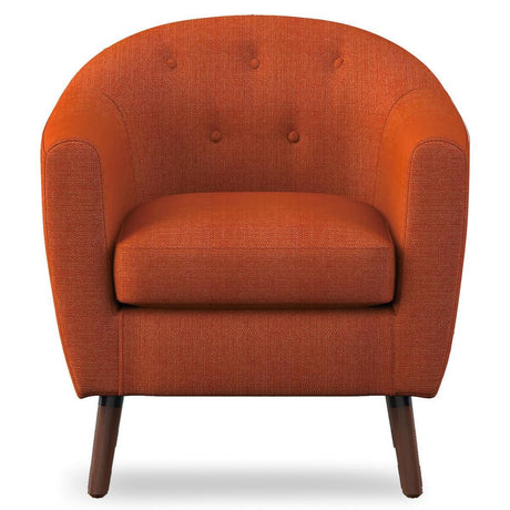 Lucille Orange Solid Wood And Plywood Textured Fabric Polyester Upholstered Tufted Accent Chair - Ella Furniture