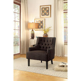 Charisma Chocolate Traditional Solid Wood, Plywood Textured Fabric Upholstered Tufted Accent Chair - Ella Furniture