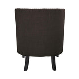 Charisma Chocolate Traditional Solid Wood, Plywood Textured Fabric Upholstered Tufted Accent Chair - Ella Furniture