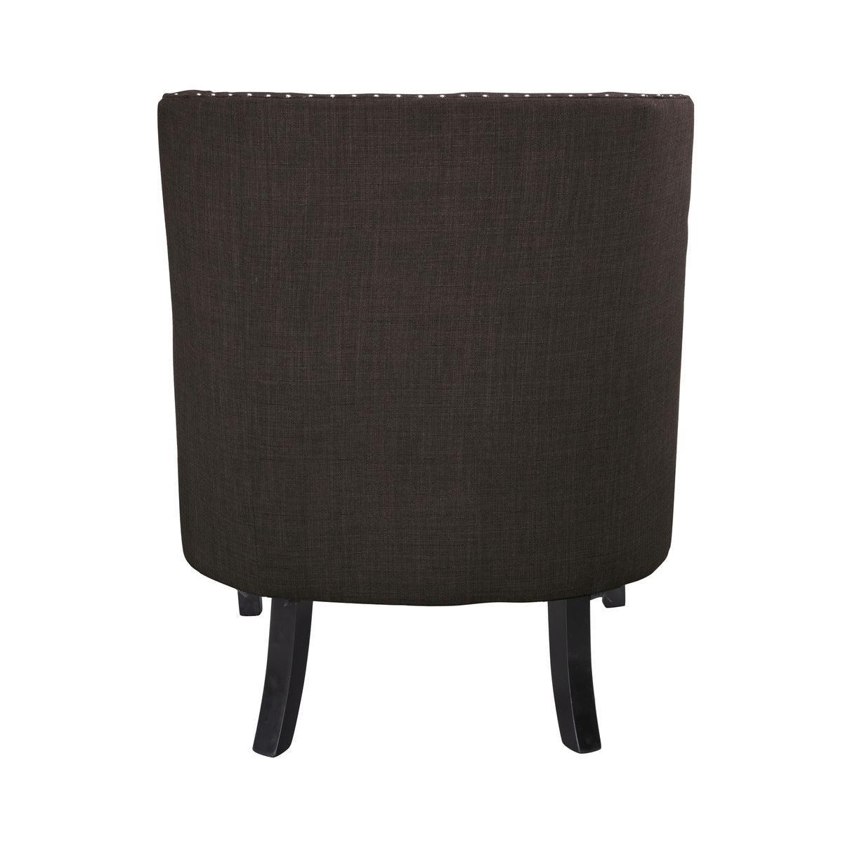 Charisma Chocolate Traditional Solid Wood, Plywood Textured Fabric Upholstered Tufted Accent Chair - Ella Furniture