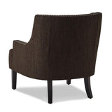 Charisma Chocolate Traditional Solid Wood, Plywood Textured Fabric Upholstered Tufted Accent Chair - Ella Furniture