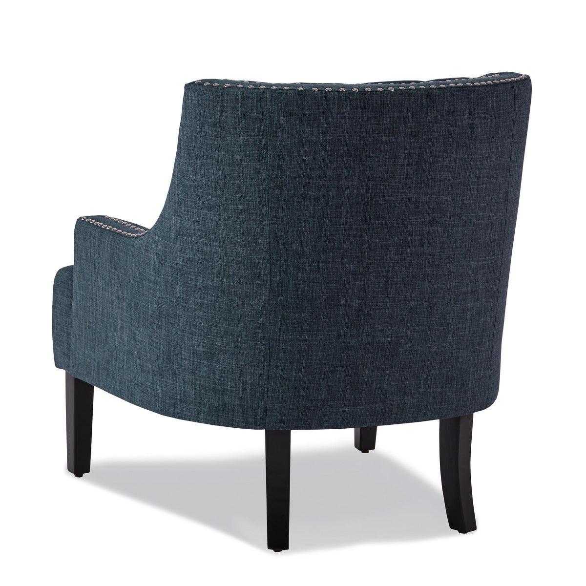 Charisma Indigo Traditional Solid Wood, Plywood Textured Fabric Upholstered Tufted Accent Chair - Ella Furniture