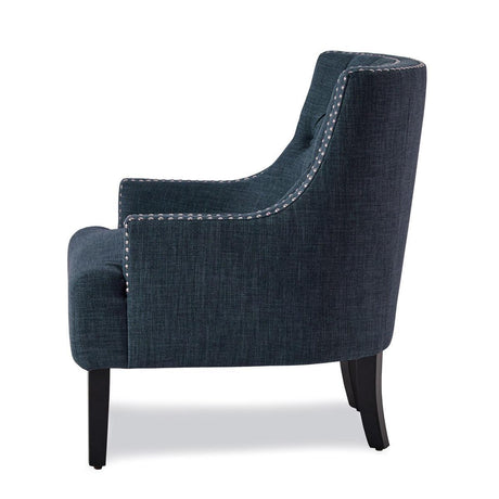Charisma Indigo Traditional Solid Wood, Plywood Textured Fabric Upholstered Tufted Accent Chair - Ella Furniture