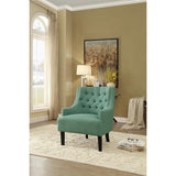 Charisma Teal Traditional Solid Wood, Plywood Textured Fabric Upholstered Tufted Accent Chair - Ella Furniture