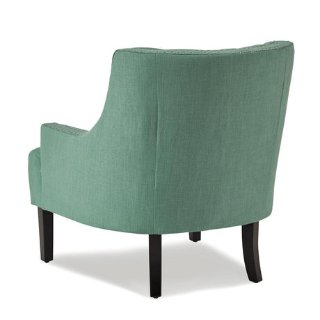 Charisma Teal Traditional Solid Wood, Plywood Textured Fabric Upholstered Tufted Accent Chair - Ella Furniture