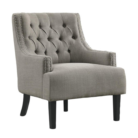 Charisma Taupe Traditional Solid Wood, Plywood Textured Fabric Upholstered Tufted Accent Chair - Ella Furniture