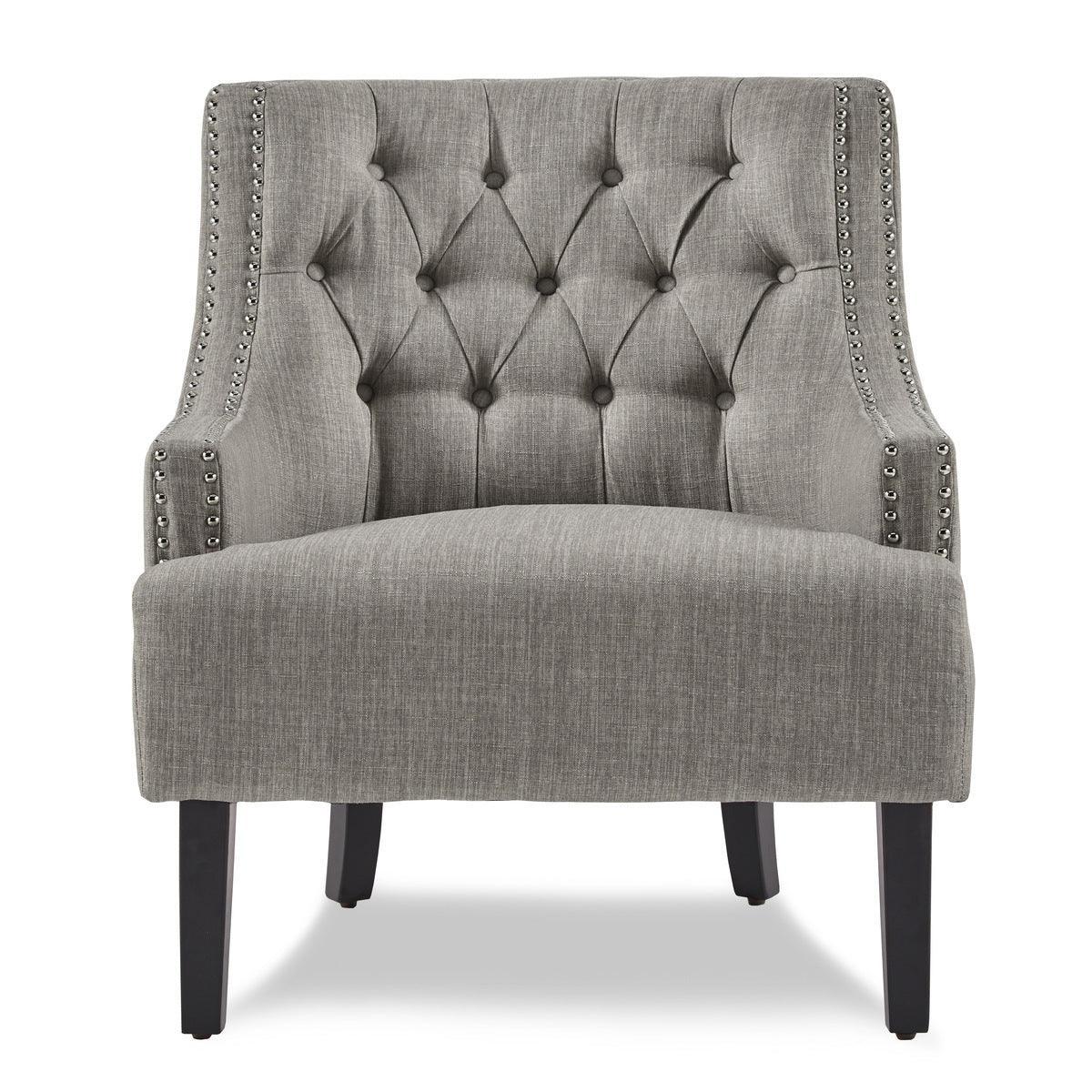 Charisma Taupe Traditional Solid Wood, Plywood Textured Fabric Upholstered Tufted Accent Chair - Ella Furniture