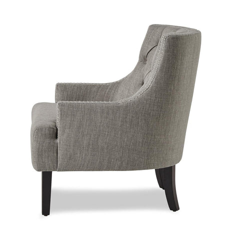 Charisma Taupe Traditional Solid Wood, Plywood Textured Fabric Upholstered Tufted Accent Chair - Ella Furniture