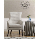 Avalon Beige Solid Wood And Plywood Textured Fabric Upholstery Quilted Accent Chair - Ella Furniture