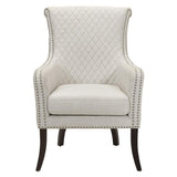 Avalon Beige Solid Wood And Plywood Textured Fabric Upholstery Quilted Accent Chair - Ella Furniture