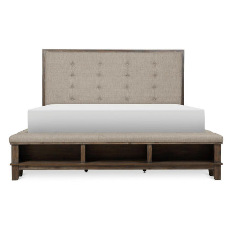 Gray Eastern Modern Traditional Upholstered Tufted Queen Panel Bed - Ella Furniture