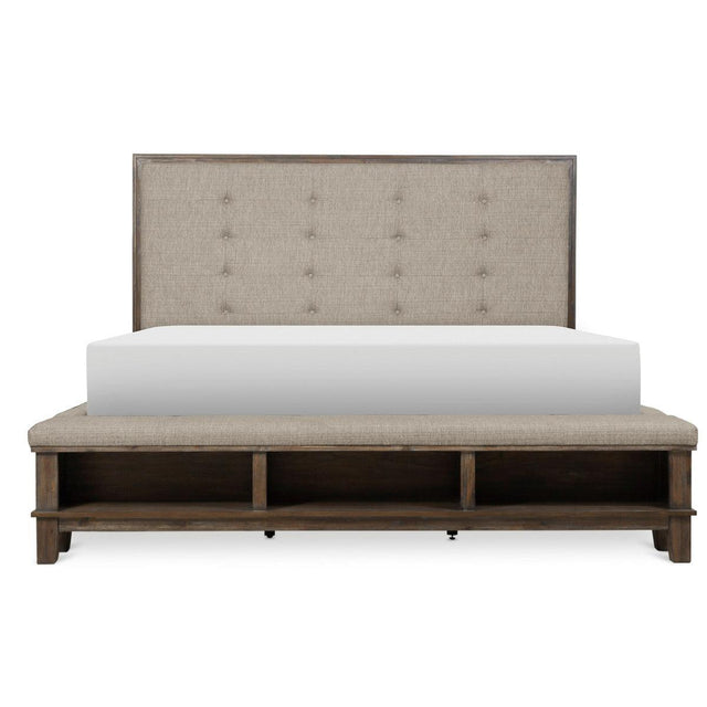 Gray Eastern Modern Traditional Upholstered Tufted Queen Panel Bed - Ella Furniture